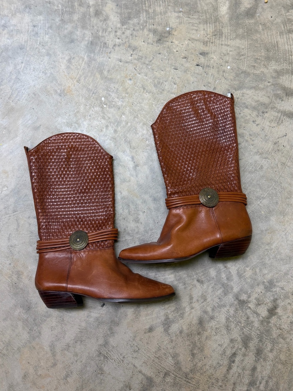 Women’s Tan Western-Inspired Mid-Calf Boots